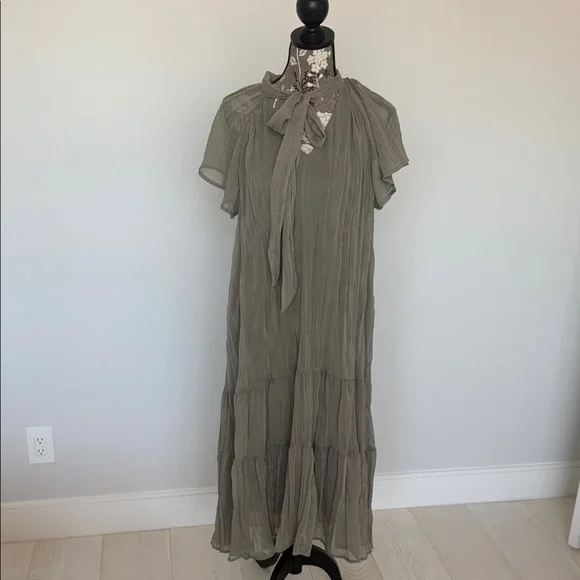 listicle maxi dress Organza Puff Sleeve Floral Print Maxi Dress
